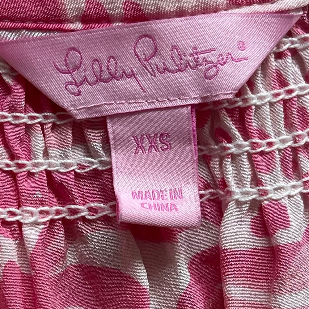 LILLY PULITZER 100% SILK ELSA SEMI SHEER TOP GET SPOTTED SIZE XXS PREPPY - Picture 5 of 10